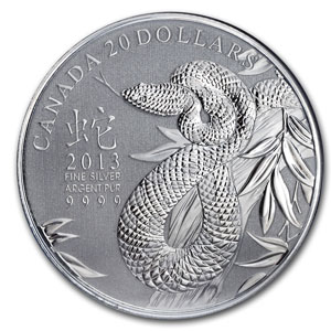 2013 $20 1/4oz Silver Lunar Snake - Asian Market